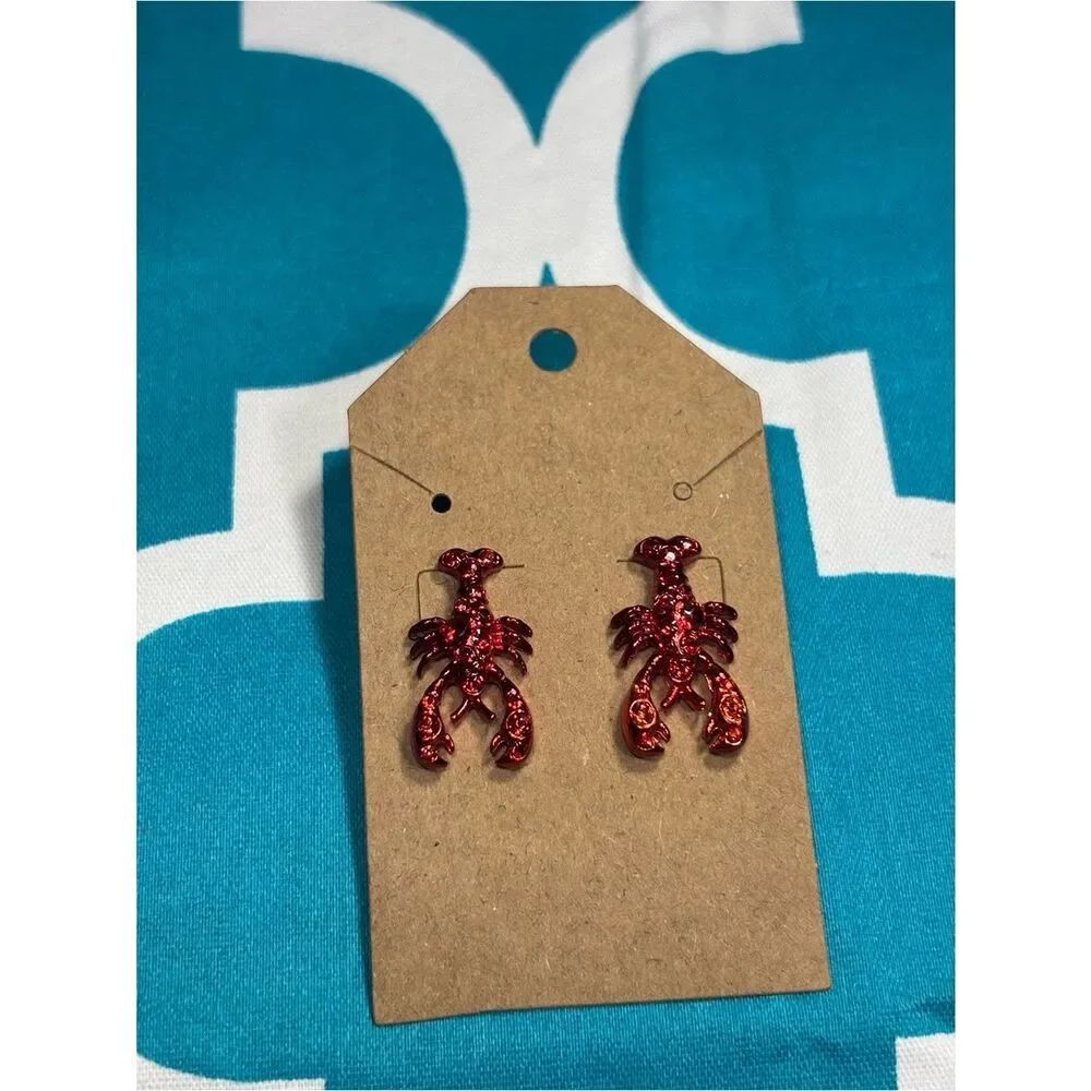 New Red Lobster-Shaped Dangle Earrings